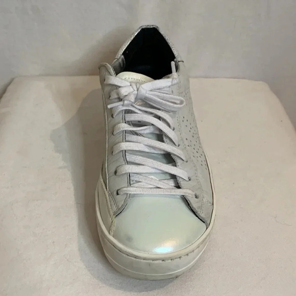 P448 John Round Toe Sneaker Iridescent White Silver Size 37 - Picture 11 of 16